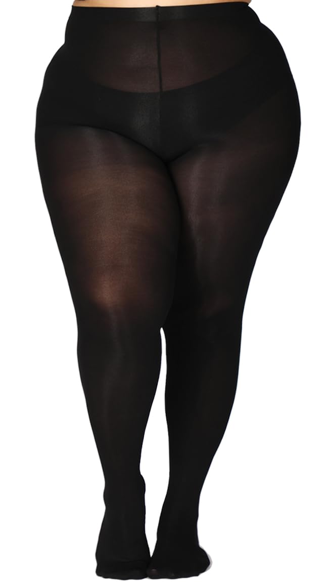MERYLURE Ultra Plus Size Tights for Women Up To 6x | OEKO-TEX STANDARD 100 Semi Opaque Control Top Pantyhose | High Wais