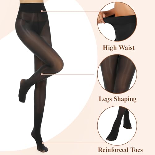 Aaronano Women High Waist Shiny Pantyhose Sheer Tights Oil Shimmer