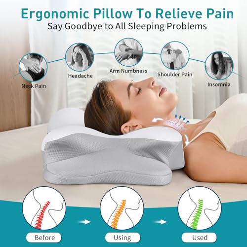 Neck Pain Relief Ergonomic Cervical Pillow for Side Back Stomach Sleepers - Contour Memory Foam with Cooling Case
| Ort