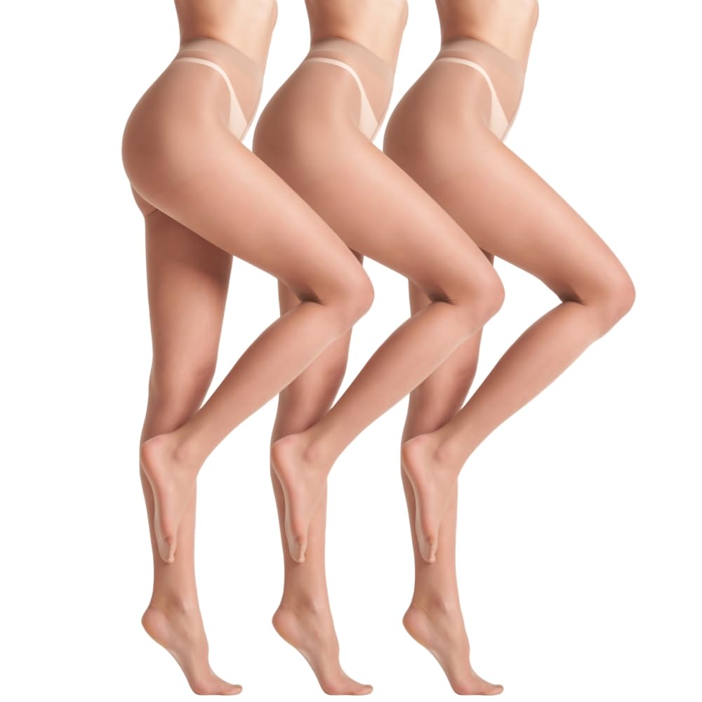 Elegant Leg 3 Pairs Women's 20D Sheer Tights with Control Top
| Ultra Sheer Pantyhose 3 Pairs Women's Elegant 20D Contr