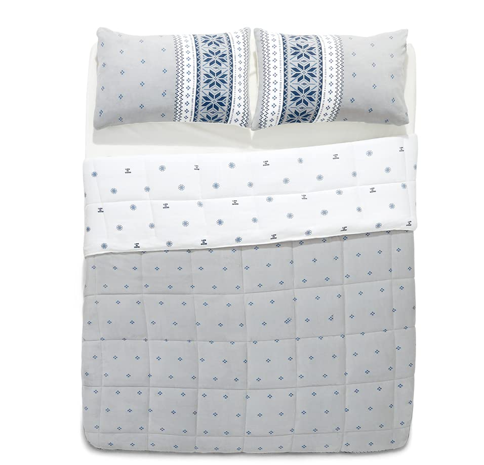 Life is Good Fair Isle Comforter Set | Cozy All-Season Primalite Bedding | Fair Isle Grey Full/Queen Set (90" x 90")  
L