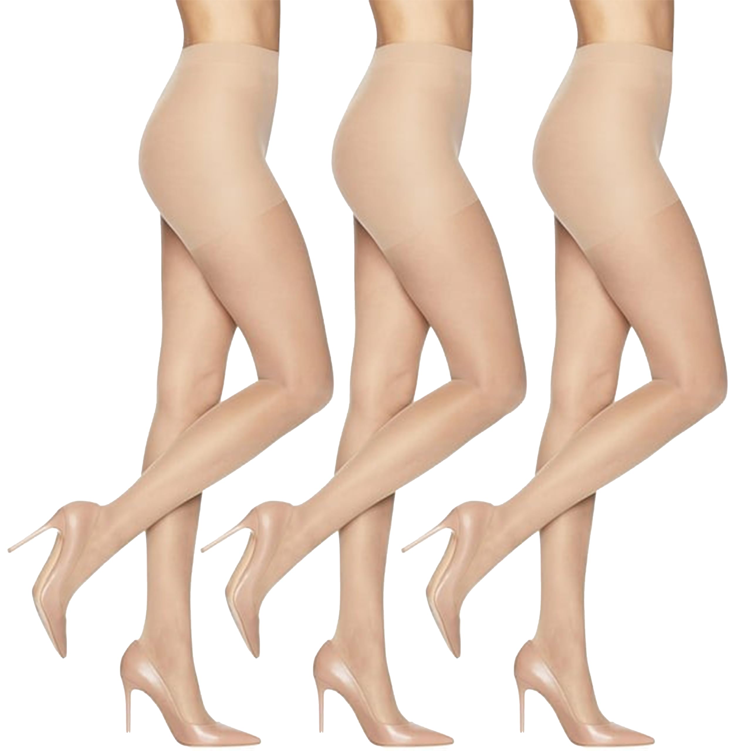 L'eggs Women's Energy 3 Pack Control Top Sheer Toe Panty Hose - Comfortable Compression, Fashionable Sheer, Everyday Use