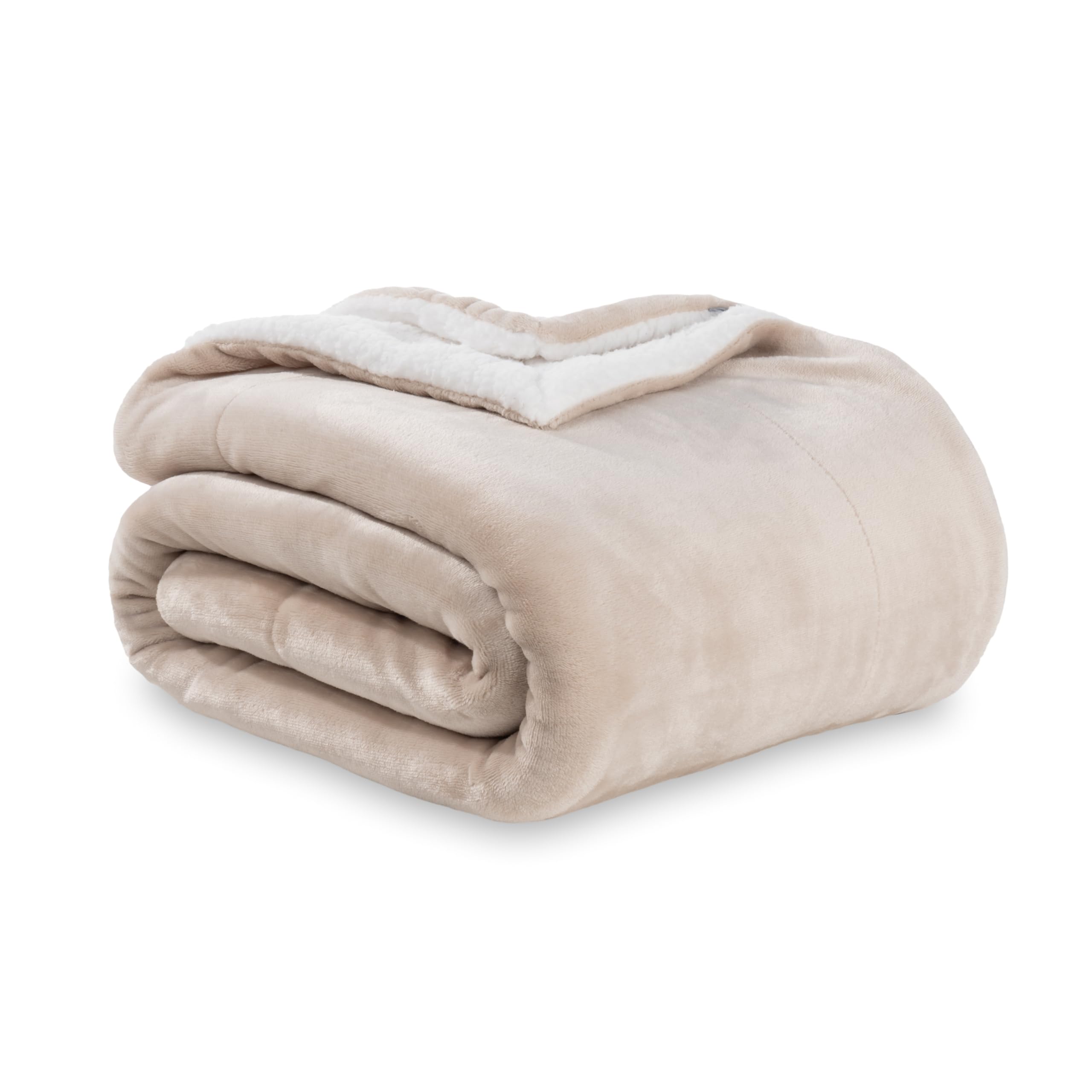 Berkshire Blanket Warm and Soft Sherpa Throw Blanket for Couch and Travel Grain 50in x 60in Reversible Loftmink